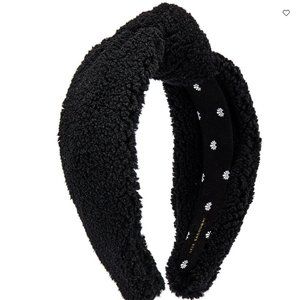 Lele Sadoughi Teddy Knotted Headband in Jet Black Sherpa with Dustbag (NWOT)